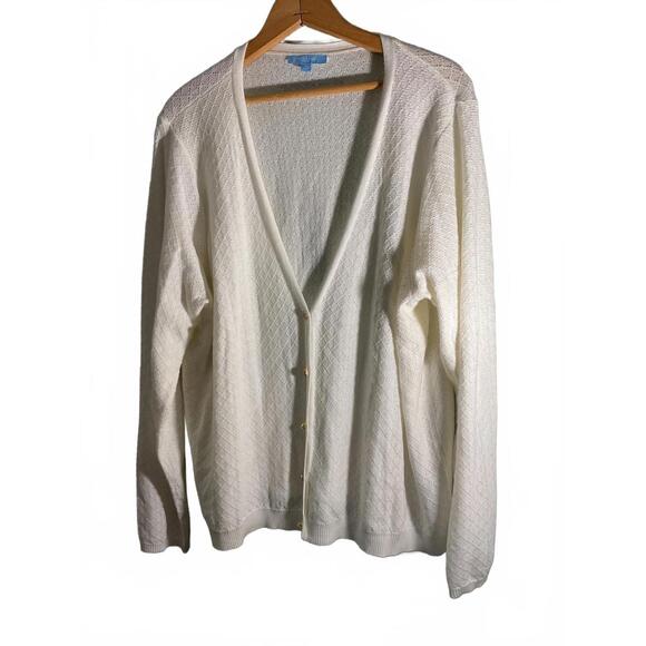 Draper James Women's White Knit Cardigan Size 2X - Picture 1 of 9
